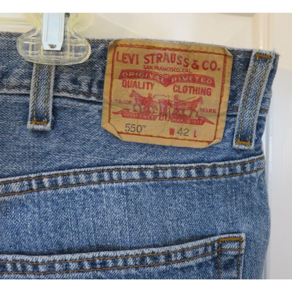 Levi's 550 Vintage Men's Relaxed Fit Denim Jean Shorts Cotton Blue - Size 42 - Picture 4 of 10